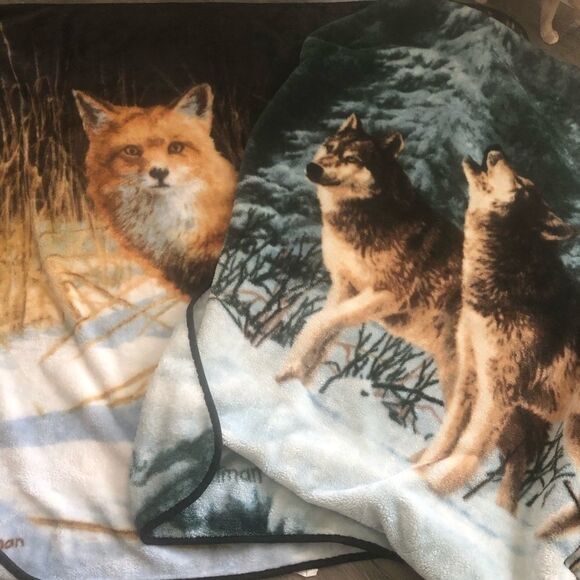 Pair James Hautman Collectible reversible throws - Picture 1 of 8